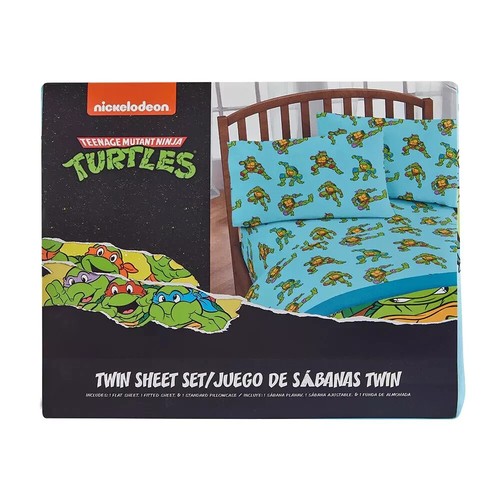 TMNT Teenage Mutant Ninja Turtle Retro & Ready To Fight Twin Size Bed Sheet Set - Picture 2 of 4