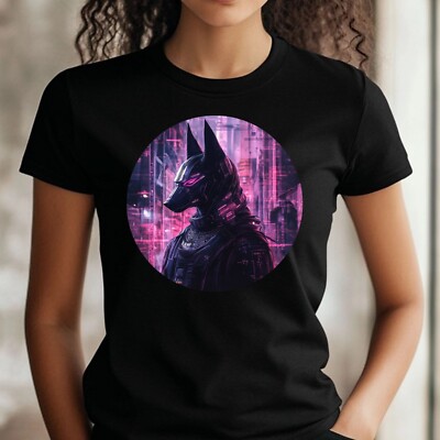 T-Shirt Frauen Anubis Gott Cyberpunk Motiv Baumwolle Größe XS bis 3XL