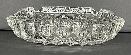 Vintage Cigar Ashtray 1960s West Germany Rossini Cut Clear Crystal 7" Heavy - 第 7/13 張圖片