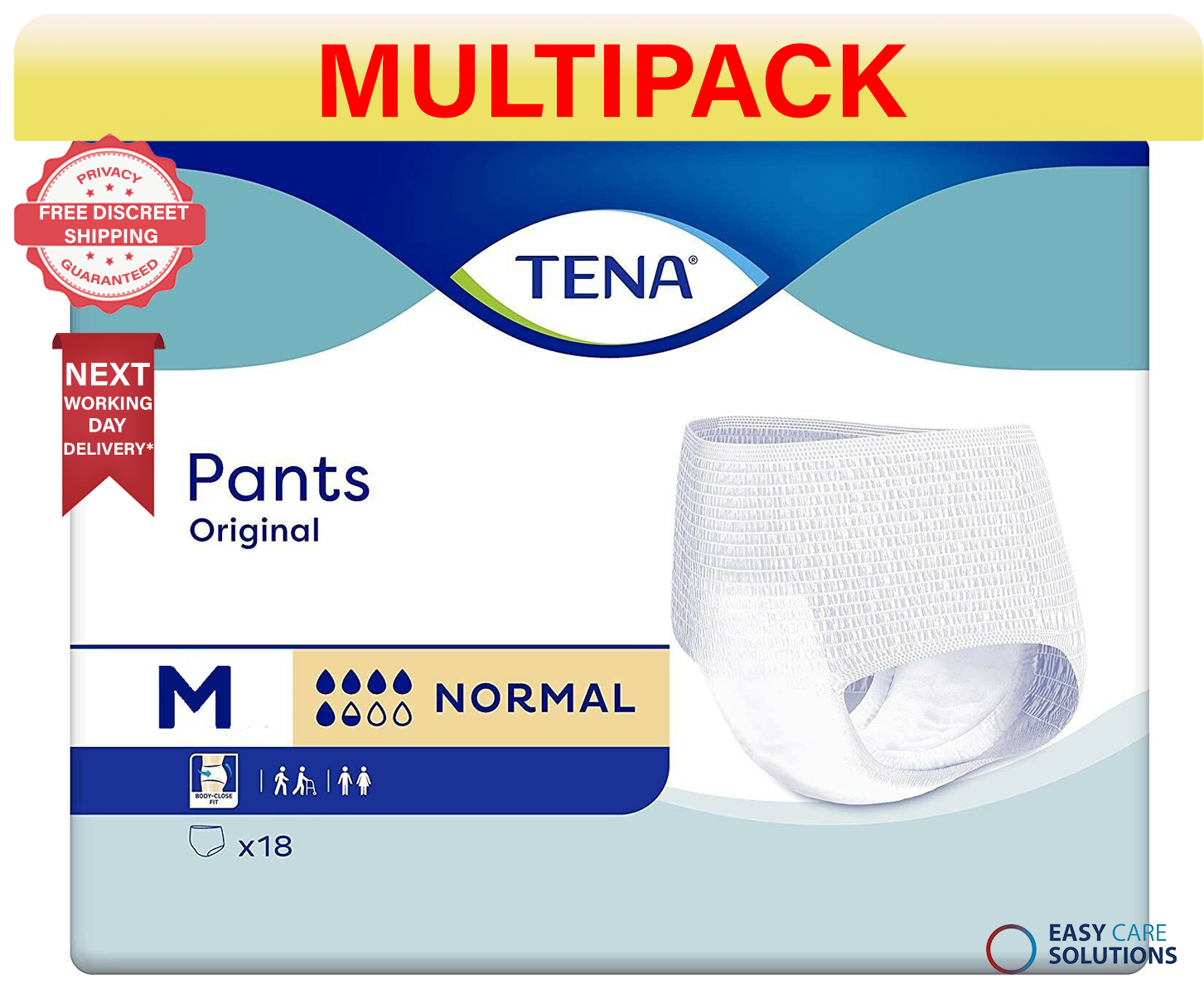 Tena Pants - Original - Medium - Case - 2 Packs of 18 Incontinence Pants