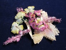 Vtg Millinery Flower Collection Pink Yellow w/Velvet 1/2-2 1/2" German H4923