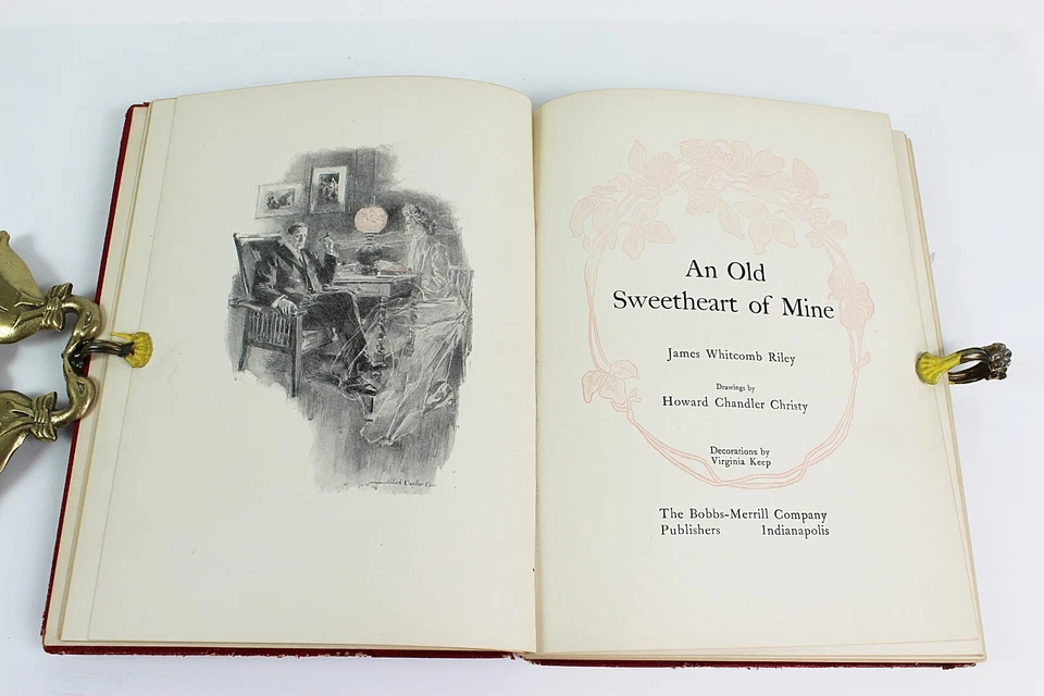 JAMES WHITCOMB RILEY An Old Sweetheart Of Mine Red Leather 1903 Illustrated - Image 2 of 4