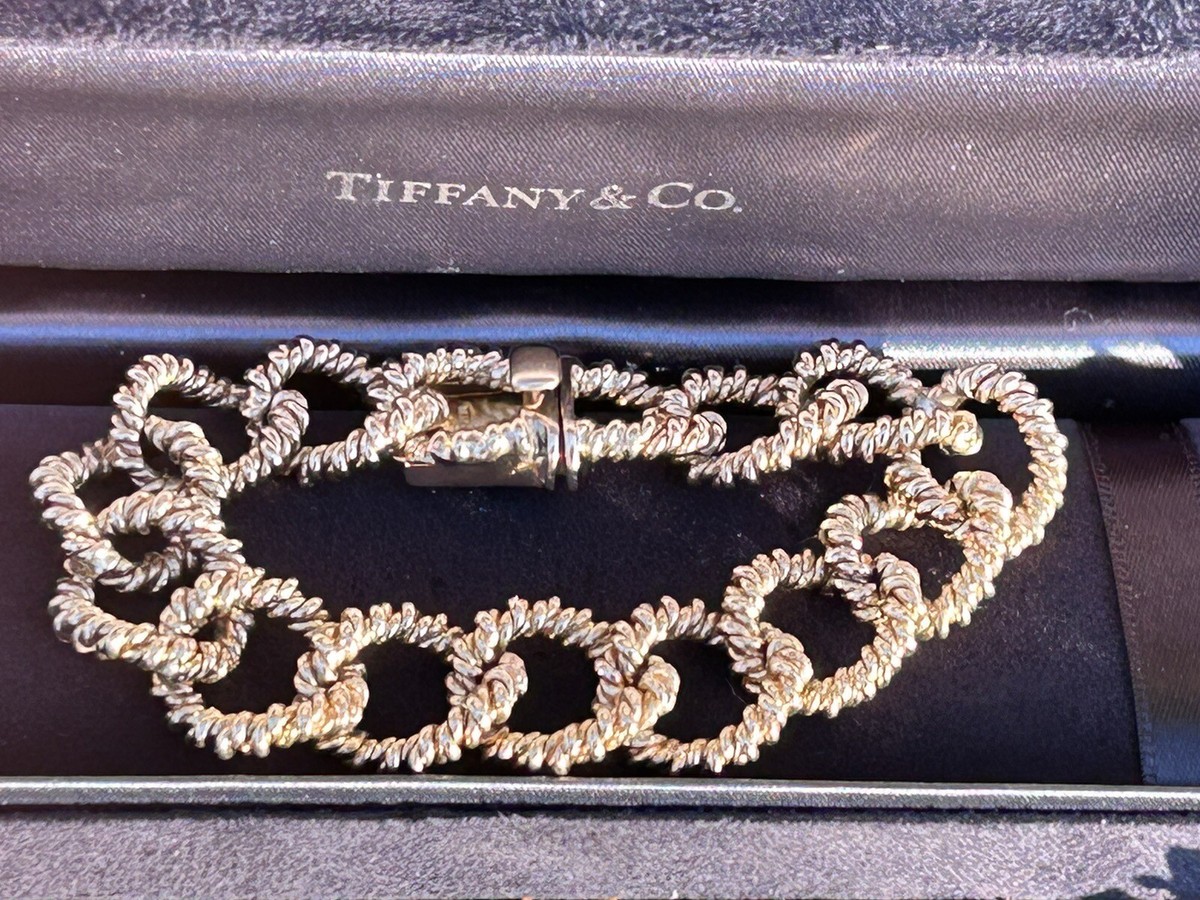 Tiffany & Co 14K Gold Solid Rope Twist Interlocking Circle Link