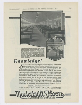 1927 Masterbuilt Floors Ad: Otis Elevator Co. Bldg. Yonkers, New York Interior 