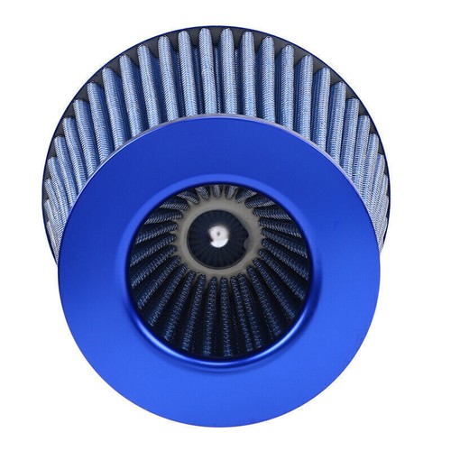 Filtro de cono redondo de admisión de aire frío Ram corto entrada de coche universal azul de 3 pulgadas + - Imagen 5 de 7