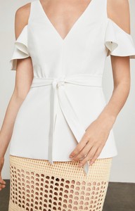 bcbg cold shoulder peplum top