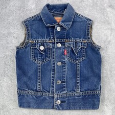 Vintage Levi's Jean Trucker Vest Size M Kids Denim Blue Jacket Iconic Type 1
