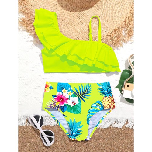 Kids Girls Swimsuit Cross Straps Bathing Suit Casual Vest With Underpants Set - Picture 6 of 19