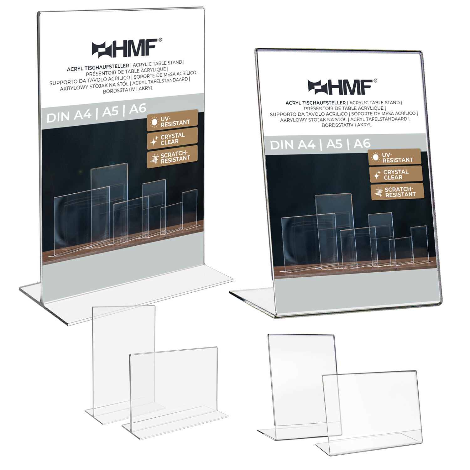 HMF Tischaufsteller Menükartenhalter, Werbeaufsteller, Kartenhalter Acryl