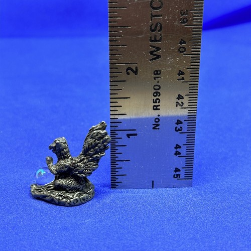 Vintage Pewter Griffin Figurine Glass Crystal Ball Mini Miniature Figurine - Picture 3 of 8