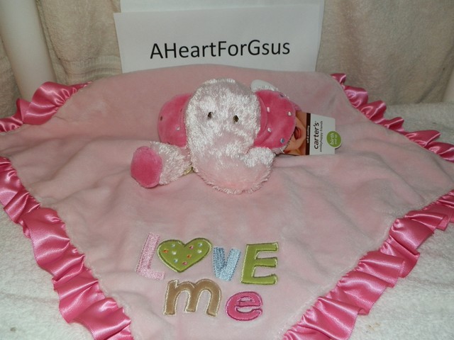 carters pink elephant security blanket