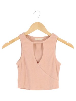 VERA & LUCY Damen Top 36/S Rosa Rippstrick Cut-Out