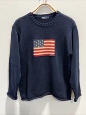 Polo Ralph Lauren American Flag Sweater USA Knit Crewneck Navy Blue XL