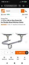 SnappyTrap All-in-One Drain Kit for Double Bowl Kitchen Sinks