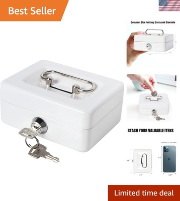 #ad #ad X Small White Locking Money Box Lightweight and Portable for Secure Savings $17.09