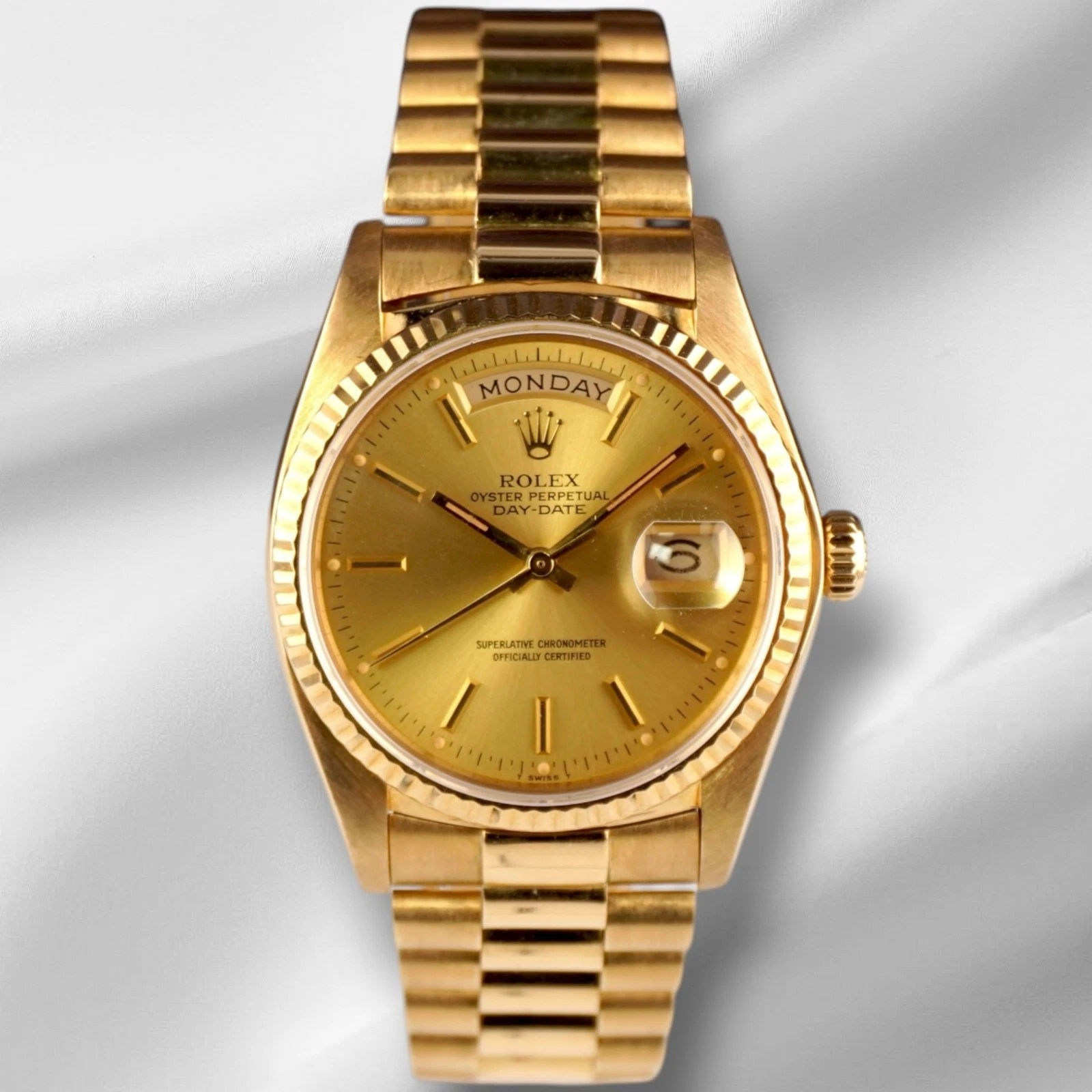Rolex President Day-Date 36mm 18K Yellow Gold Champagne Dial Men's Watch 18038