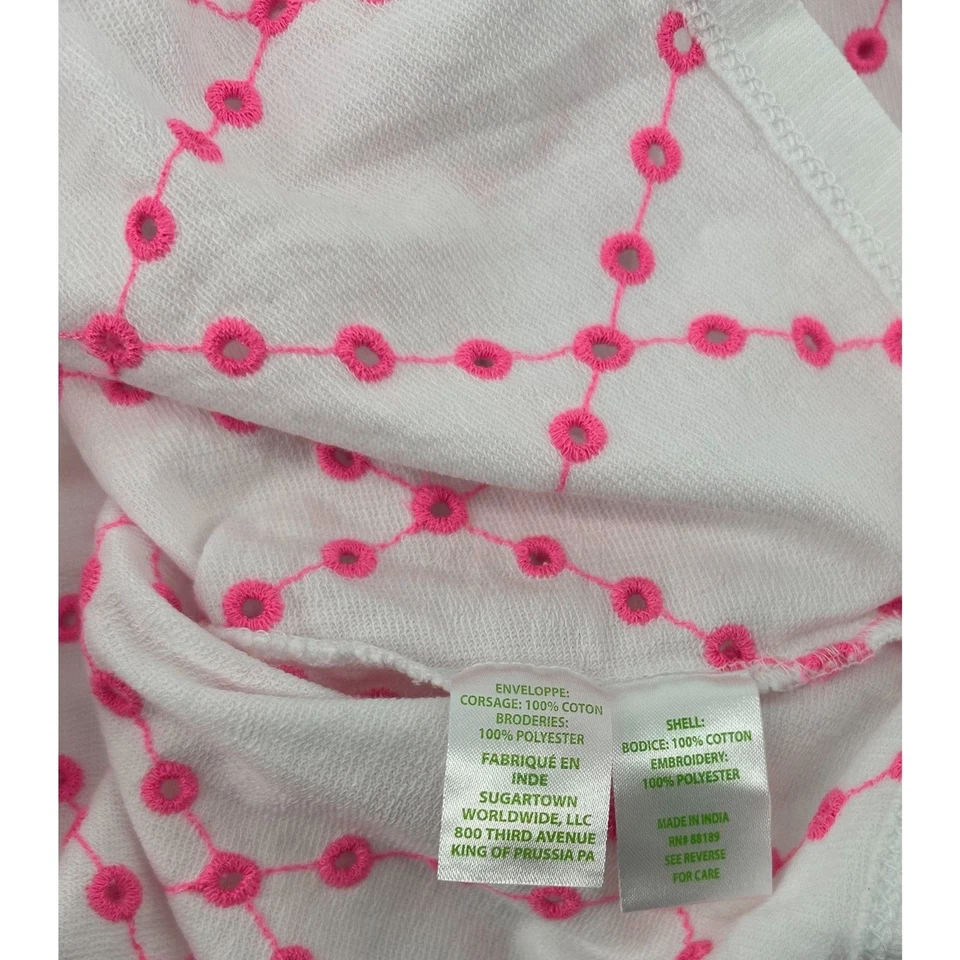 Lilly Pulitzer Jansen Ojales Manga Larga Prosecco Rosa Gran Tamaño Diamante Tejido L Foto 3 de 4