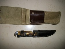Case Tested xx 1932-1940 Stag handle twin finn set with original sheath