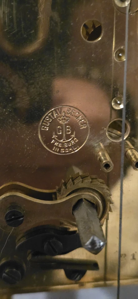 antique Gustav Becker clock large 300 day anniversary torsion German movment - Image 4 of 4