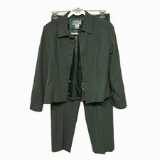 Pendelton Womens Size 10 Virgin Wool Blazer Suit Pants Set Made in USA GREEN