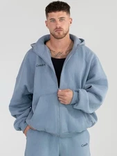 Comfrt Unisex Cloud Zip Hoodie In Blue Willow Size M New