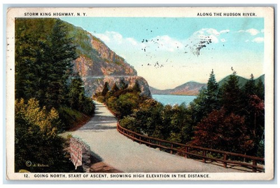 #ad 1926 Going North Start of Ascent Storm King Highway Hudson River NY Postcard $14.98
