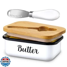 LANDNEOO Butter Dish with Lid and Butter Curler Knife - Unbreakable Stainless