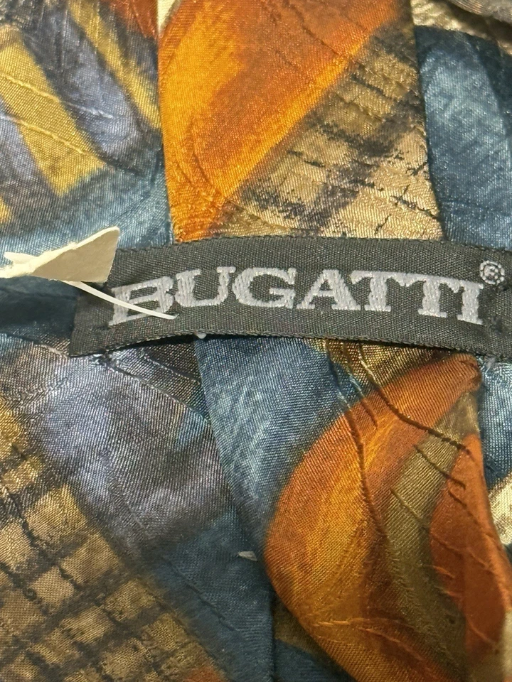 Bugatti 100% Italian Silk Mens Tie 60" x 4" Made in USA Abstract Black - Image 2 of 4