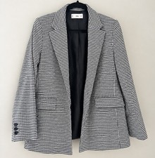 Mango/MNG Women  s Houndstooth Blazer Size M Black White Single Button Jacket