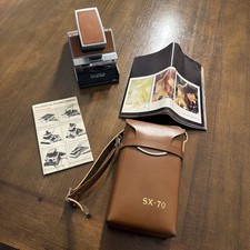 Polaroid SX-70 Land Camera Chrome Tan Leather Folding Instant Camera Case Book