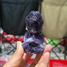 2.5" natural Dream Amethyst hand carved Buddha Quartz Crystal reiki healing 1pc