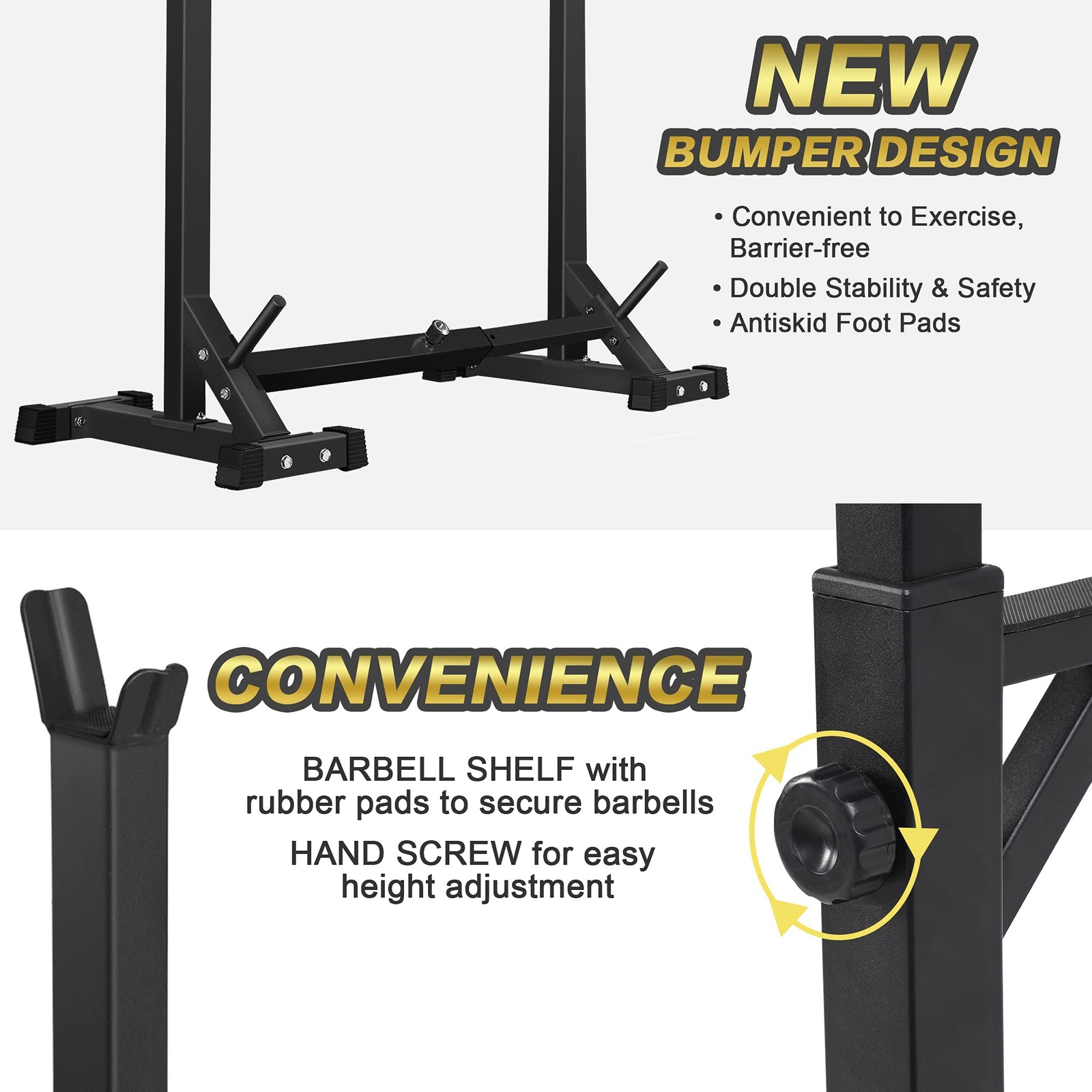 Adjustable Squat Rack Stand Multi-Function Barbell Rack Weight Lifting Gym Du...