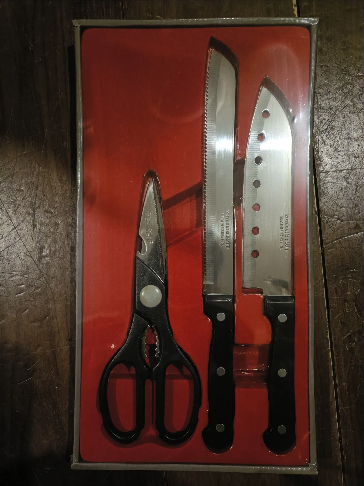 Yutaka Ishinabe Chef Knife Set 3pc Japan Stainless Steel Kitchen Knives w/ Shear