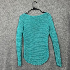 Ralph Lauren Sweater Womens Size Medium Teal Blue Linen Blend Open Knit