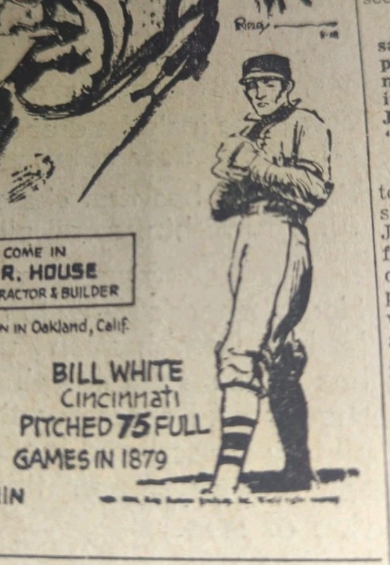 SEPT 9, 1944 NEWSPAPER PAGE #2037-  WILL WHITE, CINCINNATI REDS PITCHER 1879