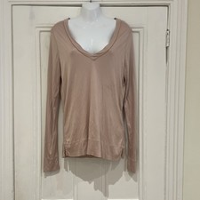 Reiss Selena Long Sleeve Viscose Top - Rose Pink Shimmer - Size L