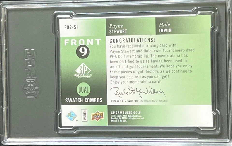 PAYNE STEWART HALE IRWIN SGC 7 2014 UD SP Game Used Dual Swatch Combo /25 Pop 1 - Image 2 of 4