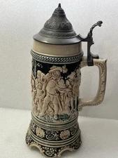 Antique Vintage German Beer Stein With Pewter Lid ~ Simon Peter Gerz??