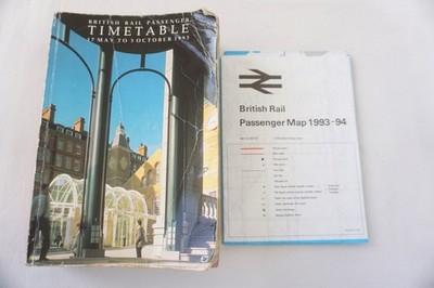 1993 BR Great Britain Passenger National Railway Train Timetable with Map