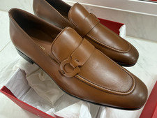 Worn 1X Salvatore Ferragamo "BONNY" Brown Naturale Leather Loafers Mens 12 E