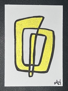 ACEO Art Card Original Acrylic Abstract 2.5in x 3.5in foreverlovedlex Lemonade