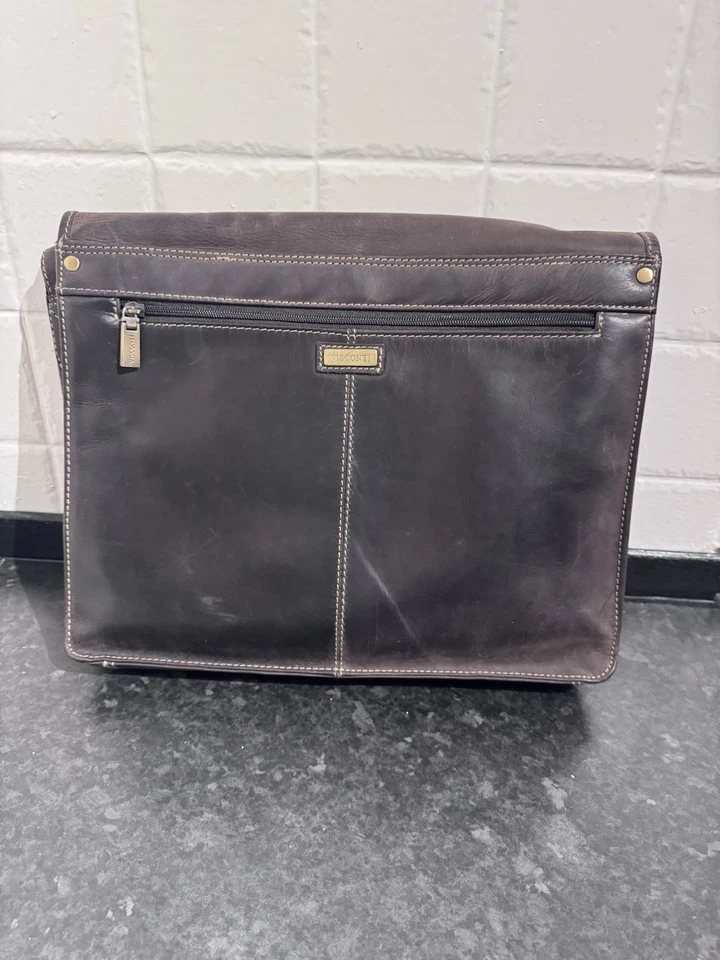 Visconti Brown Leather Laptop Messenger Shoulder Documents Bag Satchel RRP £100 - Image 3 of 4