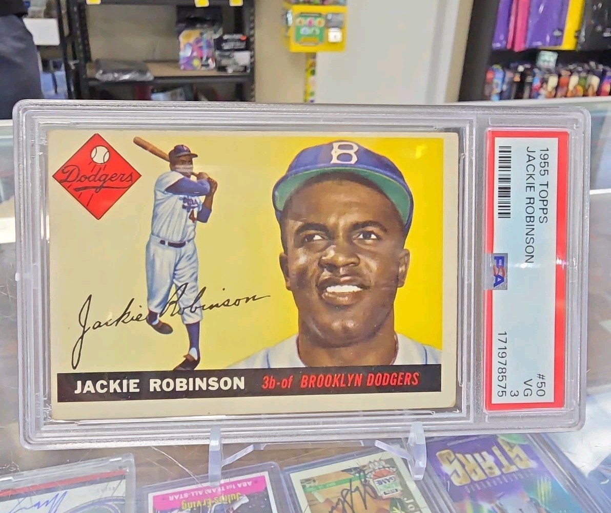 1955 TOPPS #50 JACKIE ROBINSON PSA 3 Rare Great Color!