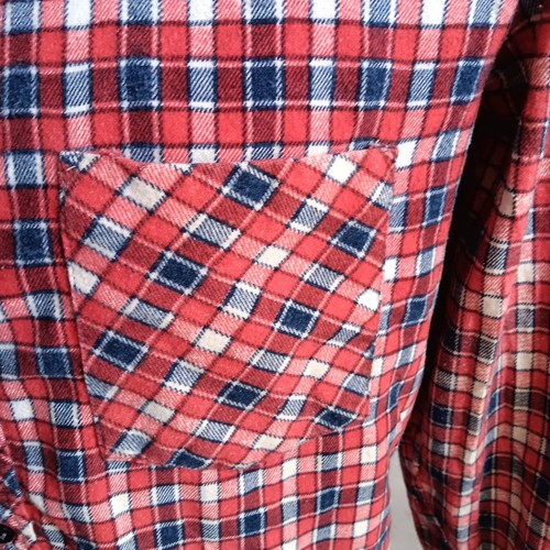 Men's Medium Vintage Skater Shirt Flannel Calvin Charles Red & Blue Plaid 1980's - Picture 5 of 9