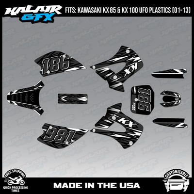 Graphics Kit for Kawasaki KX85 KX100 UFO Restyle 2001-2013 Twitch - White