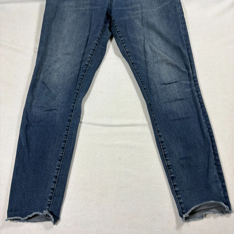 Pantalones de mezclilla Club Monaco para mujer lavado oscuro ajustados dobladillo crudo elástico tiro medio 28x26 Foto 2 de 4