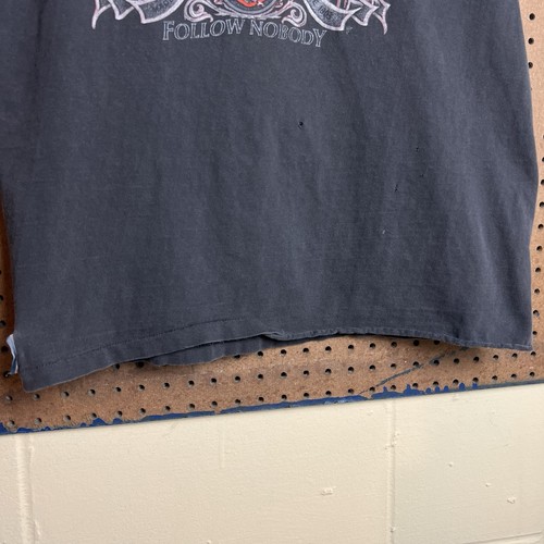 Vintage 3D Emblem T-shirt Mens XL Black Follow Nobody 80s 90s Biker USA Harley - Picture 12 of 15