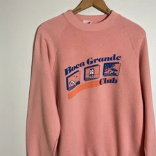 Vintage 1980s Boca Grande Club Florida Raglan Sweatshirt Retro VTG USA Made 80s 