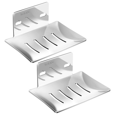 2pcs Wall Mounted Soap Dish Bath Soap Dish for Shower 304 Stainless Steel New