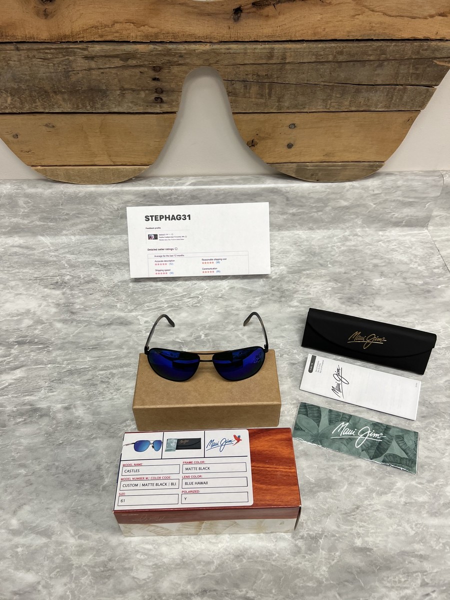 MAUI JIM | NEW | CASTLES | CUSTOM | MATTE BLACK | BLUE